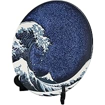 Amazon.co.jp: 日本のお土産 絵皿 波富士 富士山 青(額立付