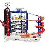 Hot Wheels Toy Car Track Set & 4 1:64 Scale Cars, Super Ultimate Garage, 3+ ft Tall with Motorized Gorilla & Storage for 140 