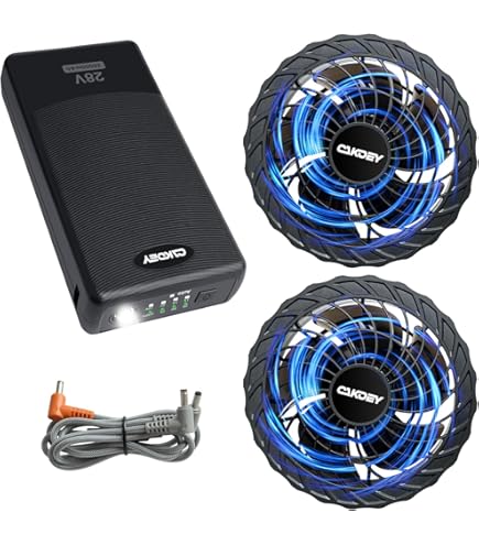 Amazon.co.jp: 空調服 ファンバッテリーセット 空調作業服 【100段階の