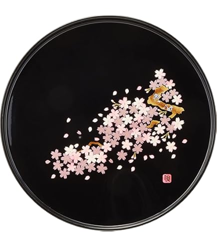 Amazon｜ミタニ 山中漆器 盆 朱 30cm 山中塗 梅の華 10.0 丸盆 M17255