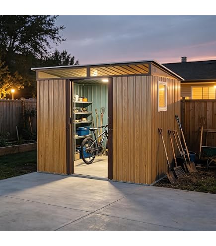 Amazon.co.jp: Foysky 物置 屋外 スチール製 戸外収納庫 幅226奥行き