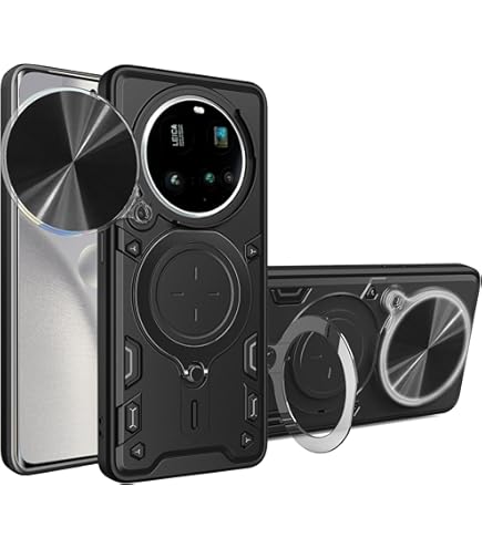 ESHUYI® Case For Nubia Z70 Ultra 5G With Slide Camera Cover, Military Grade Shockproof Protective Cover With Rotatable Metal Ring Kickstand [Support Magnetic Car Mount], Black - View #2