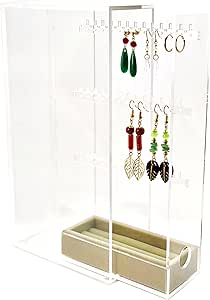 Amazon Be Simple ピアス収納 アクリルピアススタンド ベロアトレイ付き ジュエリー収納 オンライン通販