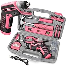 工具セット Amazon | Hi-Spec 35点 ピンク ツールセット、電動ドライバー ドリル