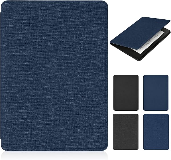 For New Kindle Paperwhite 12th Generation 7"/Kindle Colorsoft Case, Premium PU Leather Cover, Auto Wake/Sleep Function, Magnetic Absorption E-Book Protective Cover with Auto Wake Smart Cover Full Body Protection Shockproof Kindle Paper White Signature Edition (Dark Blue) - 1
