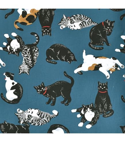 Amazon | 【韓国生地】 動物柄 猫柄 可愛いネコ パネル 生地 コットン