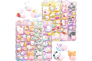 Skyfind 3Dシール ボンボンドロップ シール ぷくぷく 立体 | おしりぷにぷに 夜光 ウォーター 手帳 可愛い ボンボンドロップ 日記帳 DIY デコ キラキラ 女の子向け 携帯電話飾り 手芸用品 贈り物