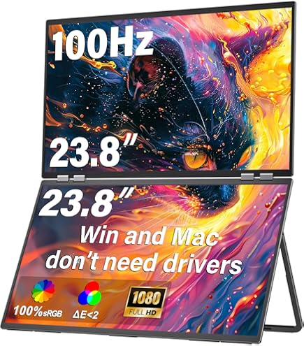 Amazon.co.jp: InnoView 23.8インチ デュアルポータブルモニター 180Hz