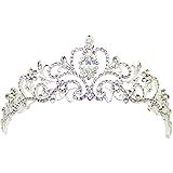 結婚式 ウェディング アクセサリー ティアラ 王冠 パール ラインストーン 花嫁 パーティー ブライダル シルバー (プリンセス タイプ)