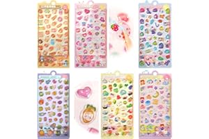 Smato ボンボンドロップシール ぷくぷく ぼんぼん ぷっくり 6枚セット あわわ ちゃん しずくちゃん ラブブ ちい かわ 貼り付け可能 3d 立体 可愛 大人の図鑑 手帳用 携帯電話飾り用 DIY用 シール (B 01)