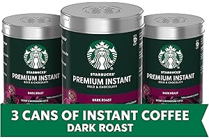 Starbucks Premium Instant Coffee, Dark Roast, 100% Arabica Beans, 3-Pack (3.17 Oz Each)
