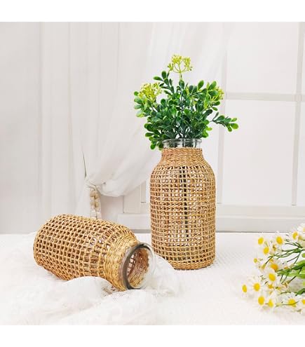 Amazon.co.jp: 模造籐花瓶、 籐の花瓶、ヴィンテージの編みフラワー