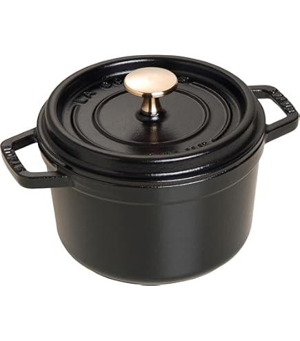 STAUB Cast Iron Round Cocotte, Black, 20cm, 40509-487-0 : Amazon