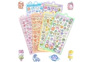 【6枚セット】3dシール 立体シール 可愛い ぷくぷく Lucktree ジュエル風 立体 泡ステッカー ステッカー 手帳用 貼り付け可能 女の子 （犬 + クマ + 猫 + ウサギ + 恐竜 + 鳥）