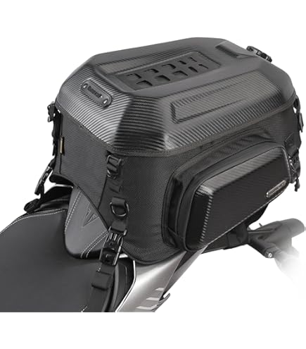 Rhinowalk Motorcycle Tail Bag Travel Luggage Expandable Motorcycle Tail Bag 35l Waterproof All Weather Trunk Rack Bag With Sissy Bar Straps Carbon Black Color Bright Black - View #3