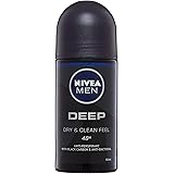 NIVEA MEN Deep Roll On Deodorant (50ml) Black Carbon Impact, 72HR Anti-perspirant Deodorant for Men, Men's Deodorant Roll On 