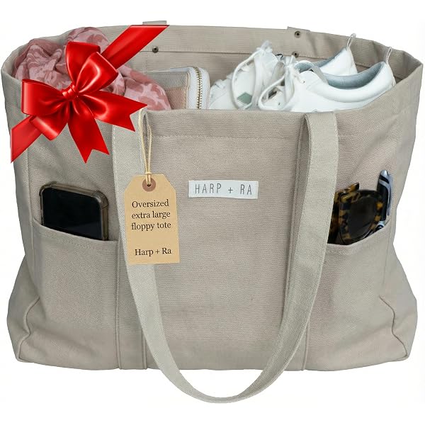 Efilra Multi-Pocket Canvas Tote Bag - Large Work Bag With Zipper, Dark Blue