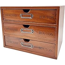 Amazon｜Ansimple ビンテージ風 ナチュラルな 木製 引出し付き 収納