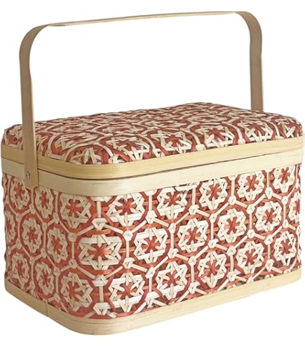 Amazon.co.jp: 竹かご 天然竹製 円形 可動式フタ 防塵 通気収納