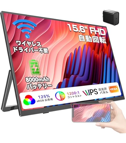 Amazon.co.jp: EVICIV ワイヤレス モバイルモニター 15.6インチ