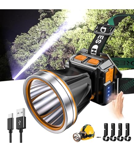 LED Head Torch - Rechargeable Super Bright Led Headlamp, 90° Rotating & Zoomable Headlight, 3 Light Modes Waterproof Headlamps For Running, Walking, Cycling, Fishing, Camping [Energy Class A - View #7