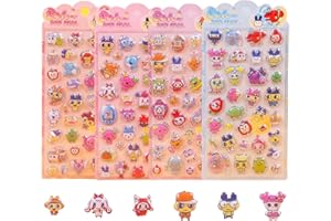 YAYAMIYA 3dシール 立体シール ぷくぷく キラキラ ごほうび 3D 可愛い 女の子 携帯電話飾り用 手帳用 DIY用 日記帳用 水筒 スマホケース アルバム飾り用 手芸用品 貼り付け可能 (4枚セット-I)