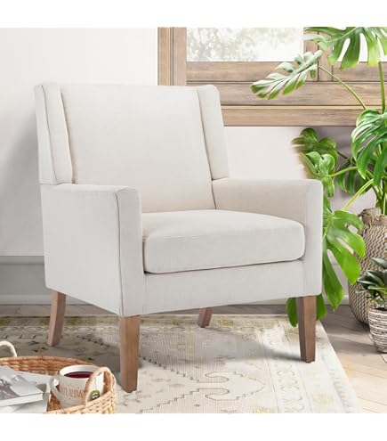 ホワイトファブリックアームチェア