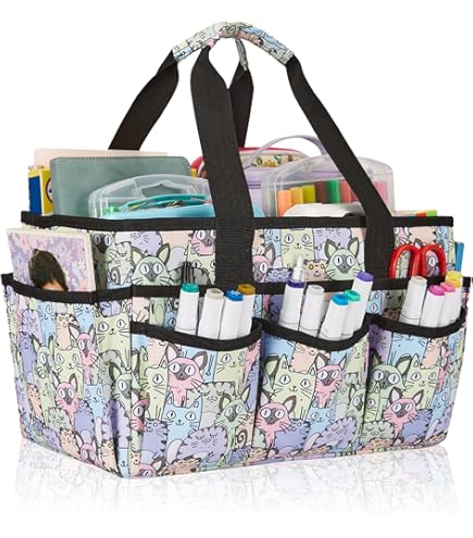 1pc Large Craft Storage Tote Bag 9 Pockets Artist Tote Bag