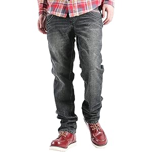 (バレッタ)Valletta 2color ワインレッドステッチストレートデニムパンツ