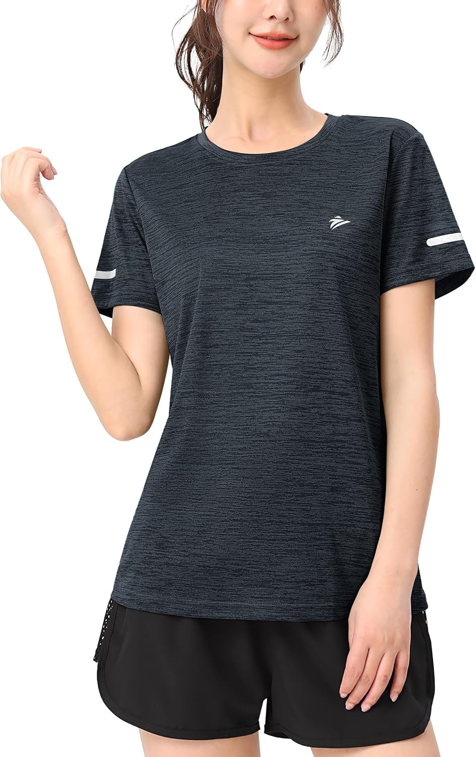 [TACVASEN] Tシャツ レディース 半袖 吸汗 速乾 スポーツTシャツ 無地 トップス 透け防止 運動着 おしゃれ 夏 | 冷感 ラーニング トレニング テニス ジム ウェア