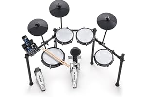 Alesis Electronic Drum Set, Silent Mesh Pad, Foldable, 10" Snare, Bluetooth, USB, MIDI 440+ Sound, Drumsticks, Practice, Drumeo Lessons, Kick Pedal, Alesis Nitro Max Kit