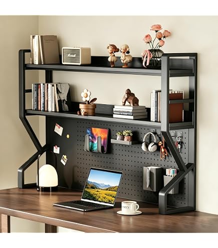 Amazon.co.jp: 卓上ラック 机上ラック 有孔ボード付き デスク 幅95cm