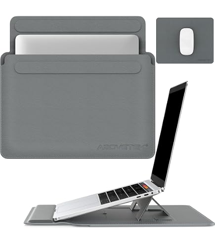 Jenoss 4 in 1 Wireless Charging Lapto Sleeve 13-14, Desktop Charging Mat for Lapto, Multipurpose Sleeve Plus Mousepad Waterproof Surface, Travel Lapto Case (Grey, 14 inches