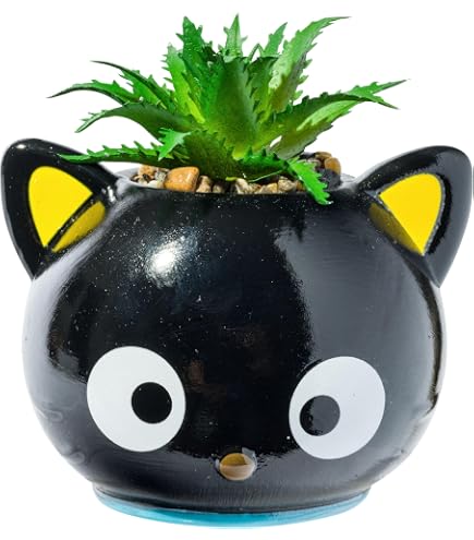 Sanrio Pompompurin Keramische Mini Plantenbak Met Kunstmatige Vetplant - 7,5 Cm Schattige Bloempot