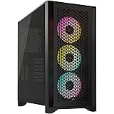CORSAIR iCUE 4000D RGB AIRFLOW Mid-Tower Case - High Air-Flow - Cable Management System - Three Included AF120 RGB ELITE Fans