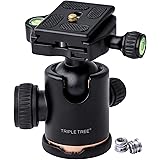 TRIPLE TREE 自由雲台 クイックシュー付き 360度回転可能 アルミ製 バブル水準器付き 最大負荷重量8kgまで (カメラ取付ネジ： 1/4"、三脚一脚取付ネジ： 3/8")