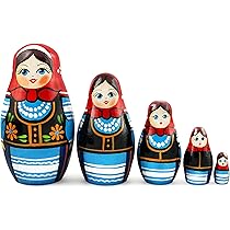 【木彫り】キリスト マトリョーシカ　5ピース 高さ約18㎝ ロシア ロシア】マトリョーシカ・5個型中 ニス無し白木(金茶) | Musette