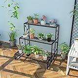 プランタースタンド ガーデンラック フラワースタンド 鉄製 ガーデンラック 屋外 園芸ラック 鉢植え スタンド 錆びない2段 3段横型花台 フラワーラック 屋外 内 ガーデン用品 おしゃれ 組立簡単 80cm スタイル3
