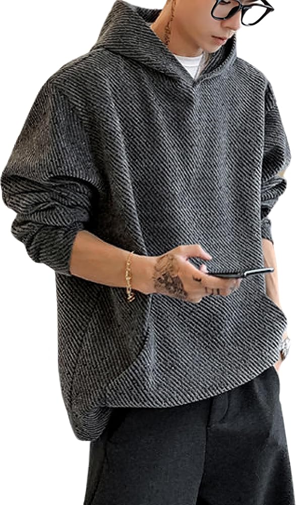 [Poperdision] パーカー メンズ 秋服 スウェット プルオーバー ポケット付き シンプル 【ゆったり・ビグシルエット】长袖 カジュアル 人気无地 気軽に 柔ら 快適 春服 秋服