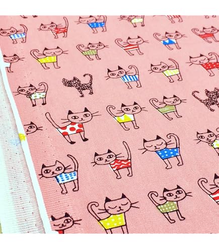 Amazon | 【韓国生地】 動物柄 猫柄 可愛いネコ パネル 生地 コットン