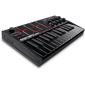 Akai Professional 25鍵USB MIDIキーボードコントローラー8つのベロシティ対応バックライト付パッド/8個のロータリー・エンコーダーノブ搭載、音楽制作ソフトウェア付属 MPK mini mk3 BLACK