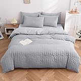 布団カバー 【シアサッカー生地 ホスール(HOSUR) 】 寝具カバーセット ピーチスキン加工 掛け布団カバー ボックスシーツ 枕カバー 優しい肌触り柔らかい 速乾タイプ 洗い替え(ライトグレー,セミダブル・4点セット)