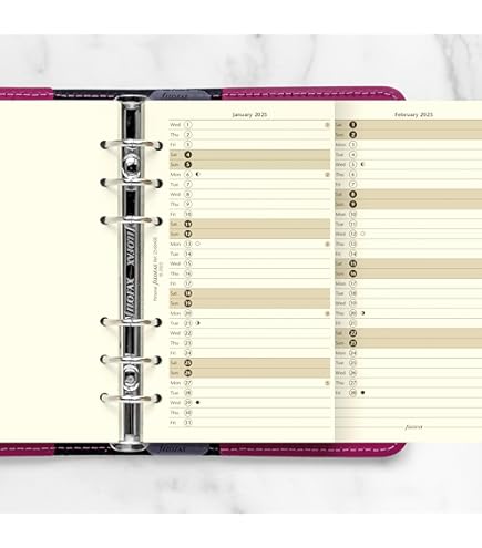 Filofax A5 Calendar Diary Refill 2025 - Week To View Appointment Planner