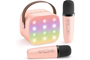 YLL Mini Karaoke Machine for Kids Adults, Portable Bluetooth Speaker with 2 Wireless Microphones, TOP Kids Toys Birthday Gifts for Girls Ages 4, 5, 6, 7, 8, 9, 10, 11, 12+ Years Old (Lightpink)
