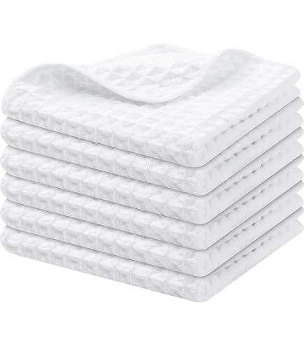 Joybest Cotton Kitchen Dish Cloths 8-Pack - Waffle Weave, 12x12 Inches, Light Gray - View #3