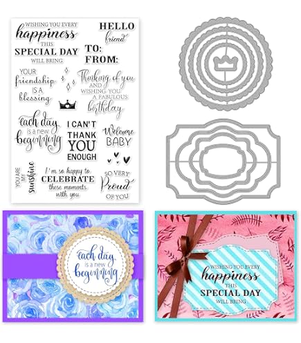 INFUNLY Holiday Word Stamp & Die Set - Clear Stamps & Metal Dies For Greeting Cards - View #10