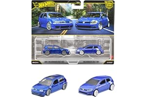 ホットウィール(Hot Wheels) プレミアム2パック 2004 フォルクスワーゲン ゴルフ R32 / フォルクスワーゲン ゴルフ MK7 乗り物おもちゃ ミニカー 3歳から ブルー JHW49