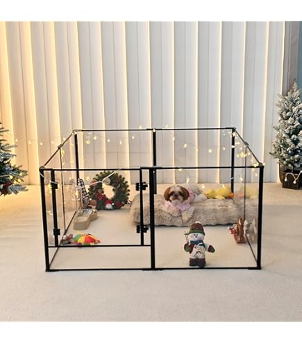 Amazon | FXW AuraSpace アクリル屋内犬用ベビーサークル 子犬と小型犬