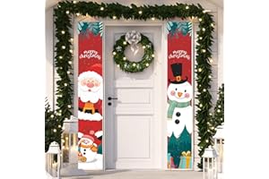 クリスマスバナー【2本セット】飾り付けカーテンバナークリスマスサンタ背景バナー壁飾り雪だるまガーランド玄関飾りドアバナー屋内屋外ホームオフィスクリスマスデコレーション180*30cm