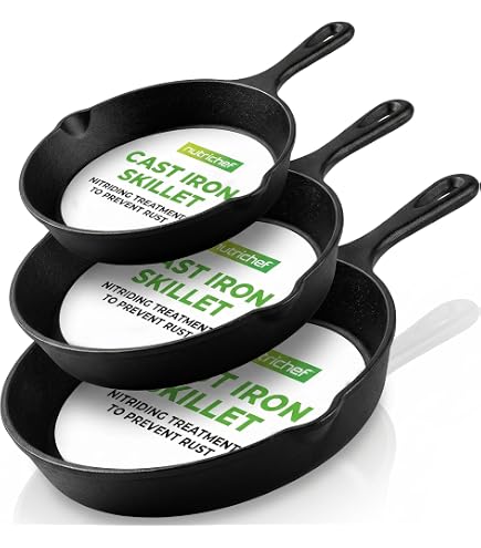 Amazon | Simple Chef Cast Iron Skillet 3-Piece Set - Best Heavy